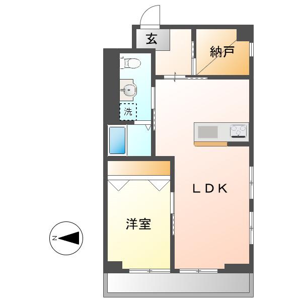 ハイツ西郊(1SLDK/3階)の間取り写真