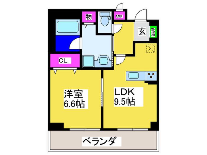 フォレスタ カササギ(1LDK/3階)の間取り写真