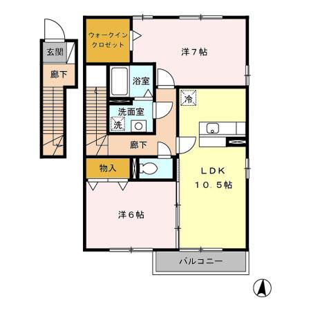 ライオンハ―テッド(2LDK/2階)の間取り写真
