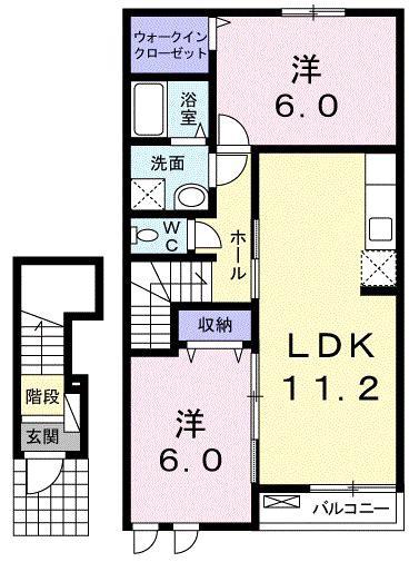 プラシード カーサ III(2LDK/2階)の間取り写真
