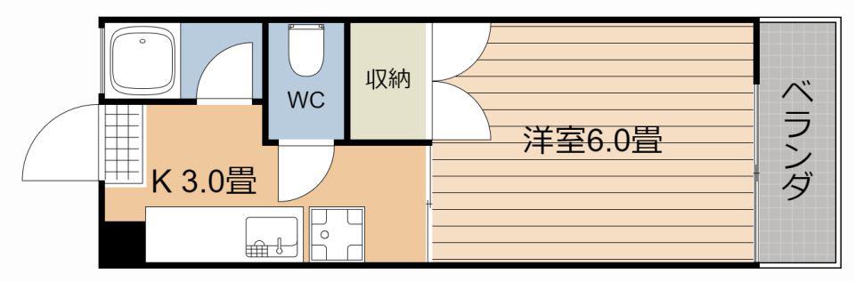 エントピア下荒田(1K/5階)の間取り写真
