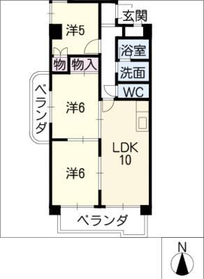 駅前3丁目マンション(3LDK/3階)の間取り写真