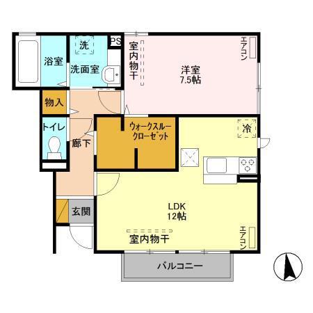グレイスベル I(1LDK/1階)の間取り写真