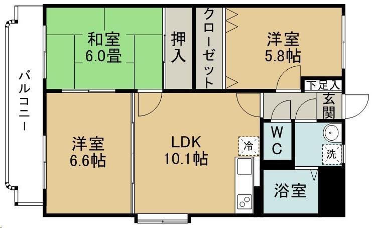 HAUSE.A荒井(3LDK/3階)の間取り写真
