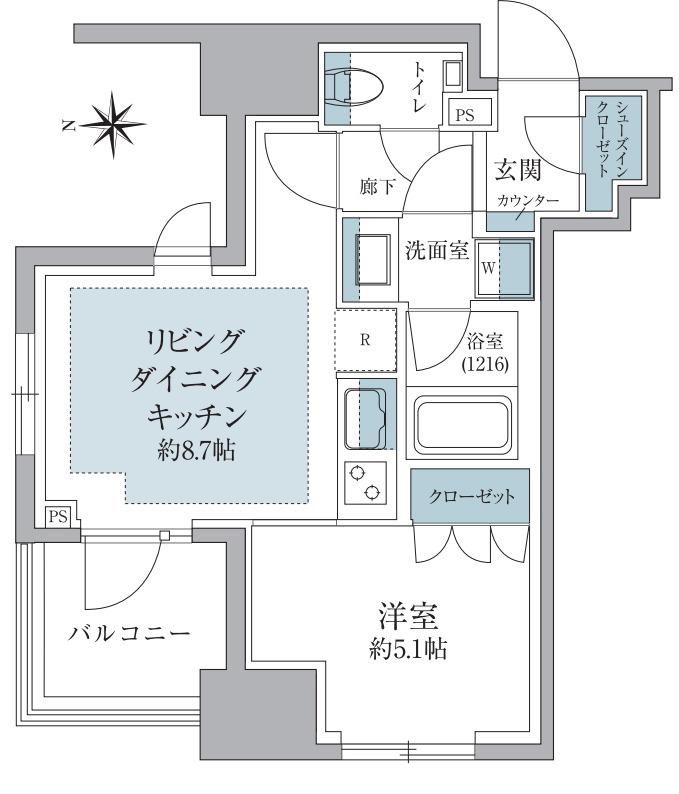 リビオレゾン三田(1LDK/7階)の間取り写真