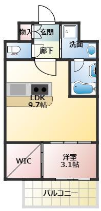 ソルテラス OSAKA イースト GATE(1LDK/3階)の間取り写真