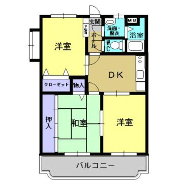 ユーミーK2(3DK/1階)の間取り写真