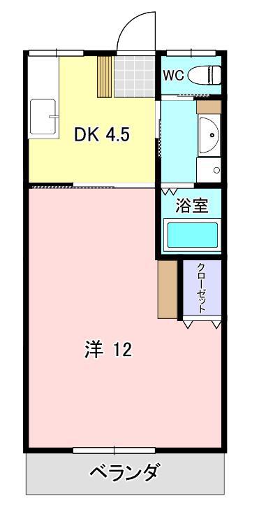 ＪＲ豊肥本線 武蔵塚駅 徒歩15分 2階建 築54年(1K/2階)の間取り写真