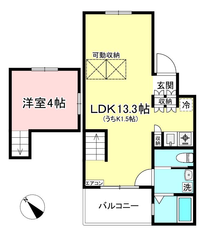 シエークル21(1LDK/4階)の間取り写真