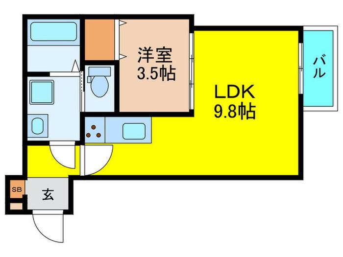 アレグリア香里園(1LDK/3階)の間取り写真