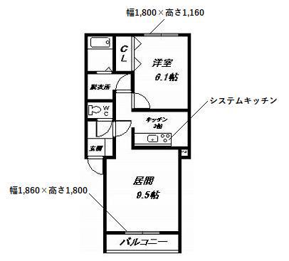 BRUN CUBE I(1LDK/1階)の間取り写真