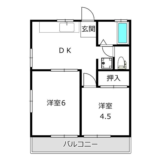 アニベルハイツ(2DK/1階)の間取り写真