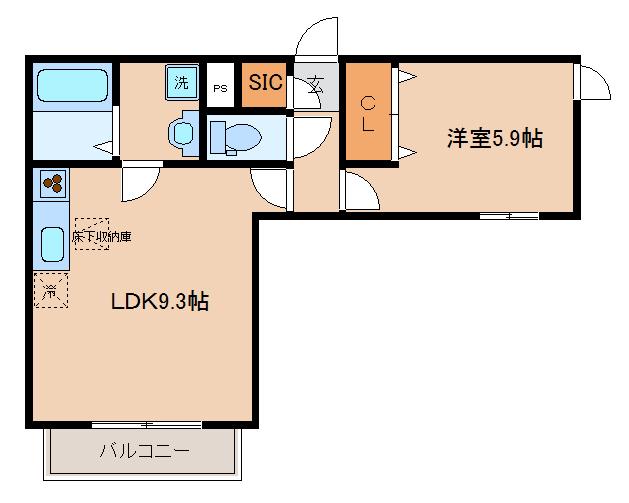 レガーロ上沢(1LDK/1階)の間取り写真