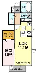 GLADIOLE・ISHII B棟(1LDK/1階)の間取り写真