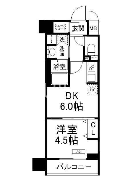 ベラジオ雅び東寺ウエスト(1DK/4階)の間取り写真