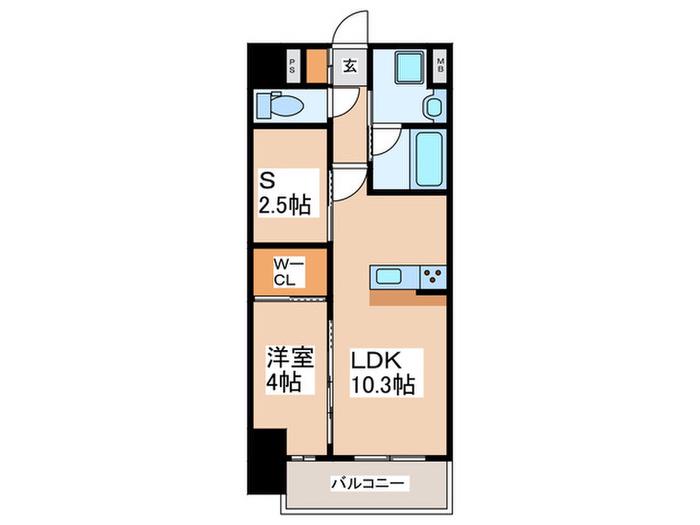 LIFEFIELD小郡駅前(1SLDK/5階)の間取り写真