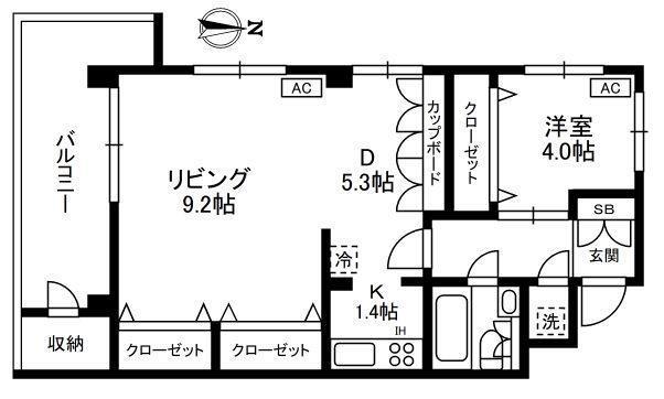 ヨシノハウス(1LDK/2階)の間取り写真