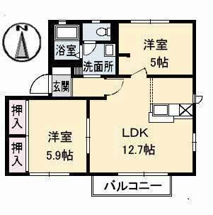 シャーメゾン高栄 C棟(2LDK/1階)の間取り写真