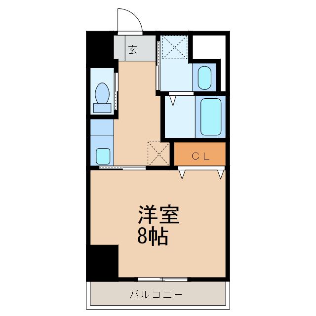レジデンスヒルズ ザ ワカヤマ(1K/3階)の間取り写真