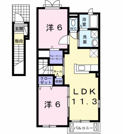 サウス クレストIV(2LDK/2階)の間取り写真