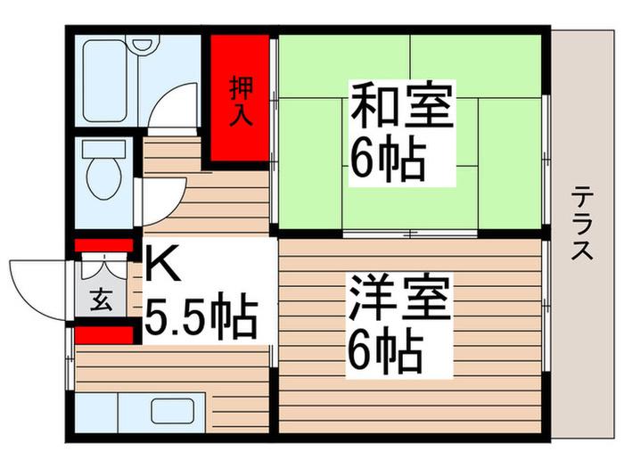 サンハイツ(2K/1階)の間取り写真