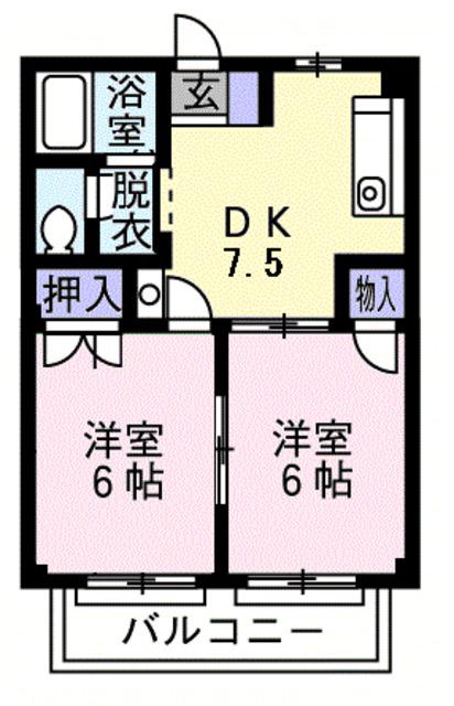 ドリームI(2DK/1階)の間取り写真