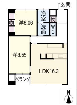 フローラル小桜(2LDK/2階)の間取り写真
