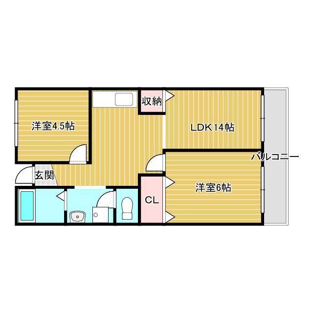 グリーンハイツ星見(2LDK/2階)の間取り写真