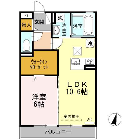 サンシャイン見白A棟(1LDK/1階)の間取り写真