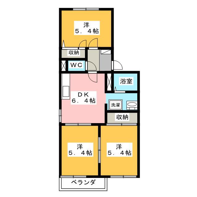 IL PLAZZO B(3DK/1階)の間取り写真