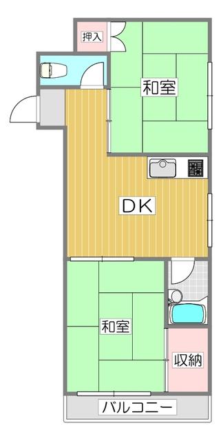 AKマンション(2DK/3階)の間取り写真