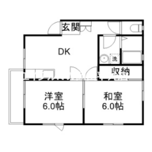 コーポ洋ランC(2DK/2階)の間取り写真