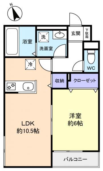 BELLE LEAD 幕張本郷(1LDK/1階)の間取り写真
