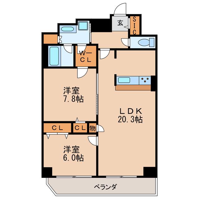 新栄アイサンメゾン(2LDK/11階)の間取り写真
