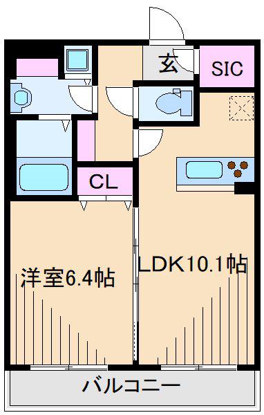 パークホーム元住吉(1LDK/2階)の間取り写真