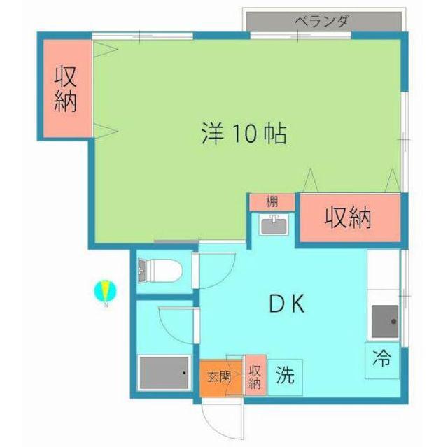 第7セドロ(1DK/2階)の間取り写真