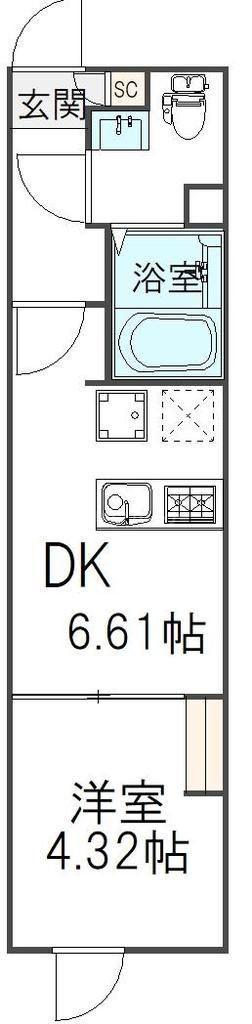 中葛西計画(1DK/4階)の間取り写真