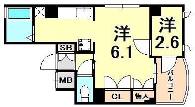 プリオーレ神戸Ⅱ(1K/4階)の間取り写真