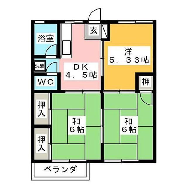 淵ノ上ハイツ(3DK/2階)の間取り写真