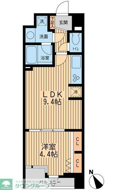 THEパームス代々木上原ヴェールテラス(1LDK/1階)の間取り写真