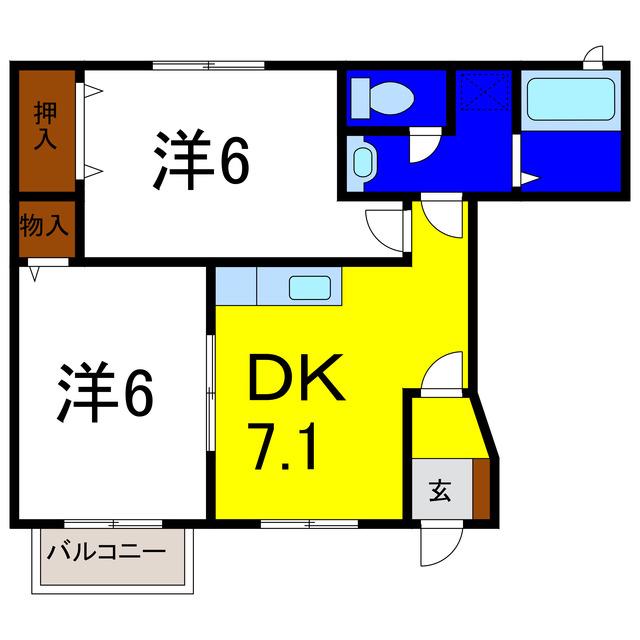 ジュネス99A(2DK/1階)の間取り写真
