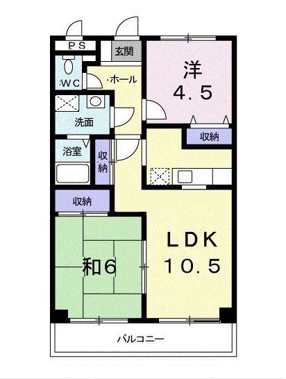 グランボナーWADA(2LDK/3階)の間取り写真