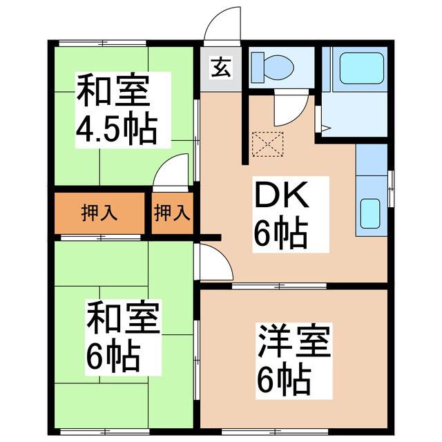 コーポ富里(3DK/1階)の間取り写真