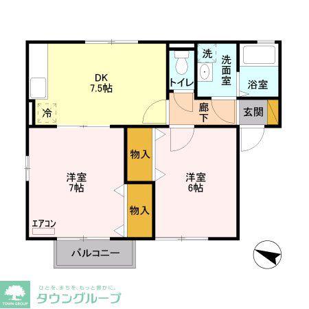 エステート西堀(2DK/2階)の間取り写真