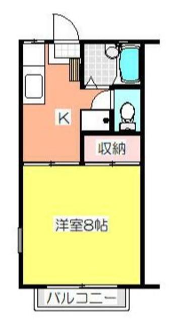 パークヒルズII(1K/2階)の間取り写真