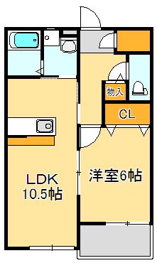 オレンジハウス(1LDK/1階)の間取り写真