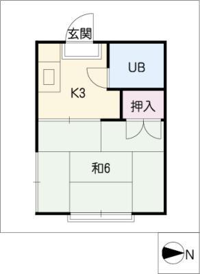 グリーンコーポ四季(1K/2階)の間取り写真