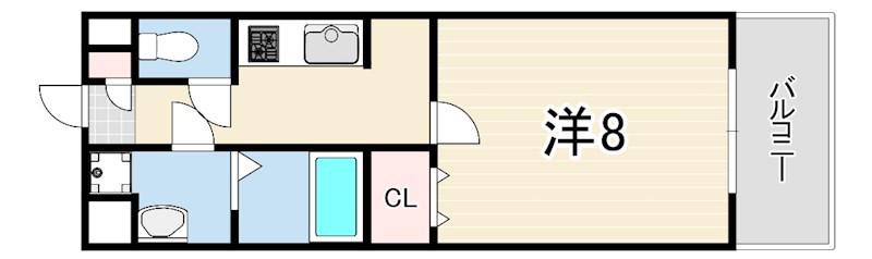 CLAIR摩耶(1K/1階)の間取り写真