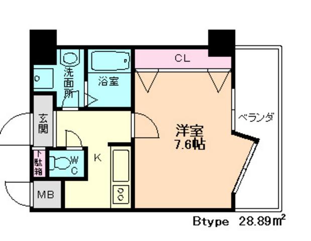 ドルチェヴィータ ファースト(1K/6階)の間取り写真