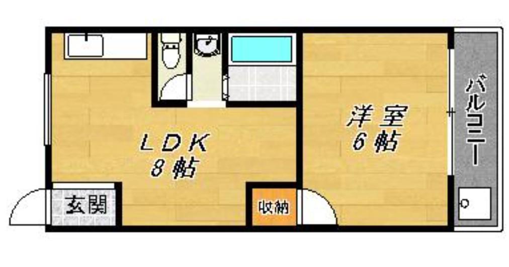 岡崎マンション(1LDK/2階)の間取り写真